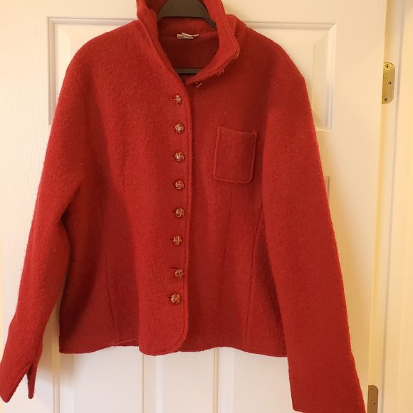 Venario Jackets & Blazers - Venario Red Boiled Wool Jacket Coat Size XL